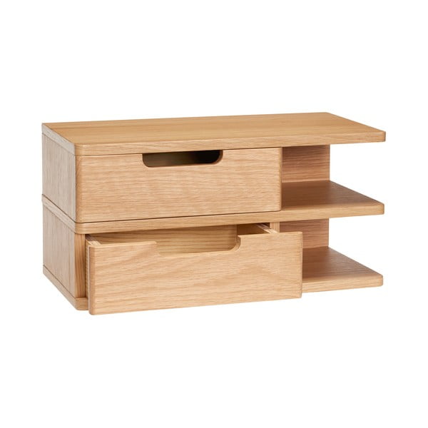 Závěsný noční stolek s poličkami v dekoru dubu v přírodní barvě Öppen – Hübsch-image-2