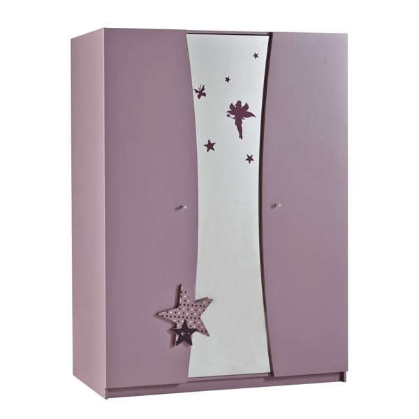 Růžová třídveřová šatní skříň Demeyere Fairy