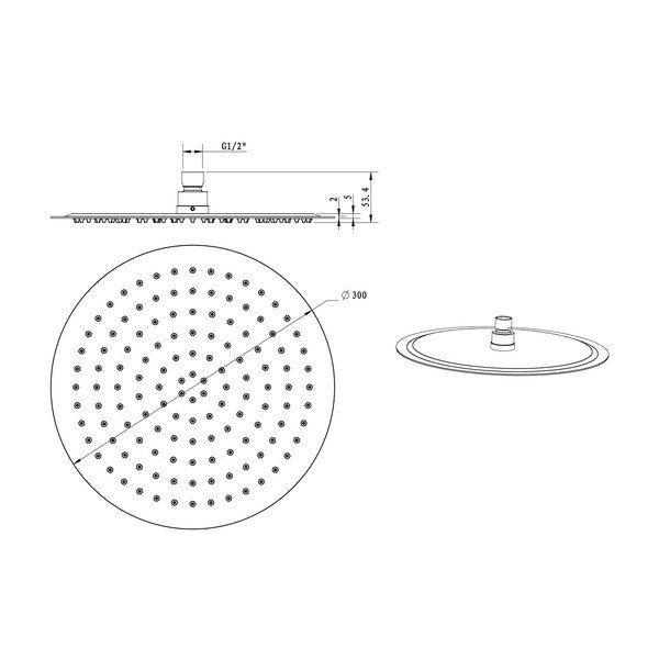 Matně černá hlavová sprcha z nerezové oceli ø 30 cm Slim – Sapho-image-1