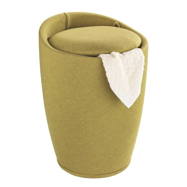 Zelený koš na prádlo a taburetka v jednom Wenko Linen Look, 20 l-image-2