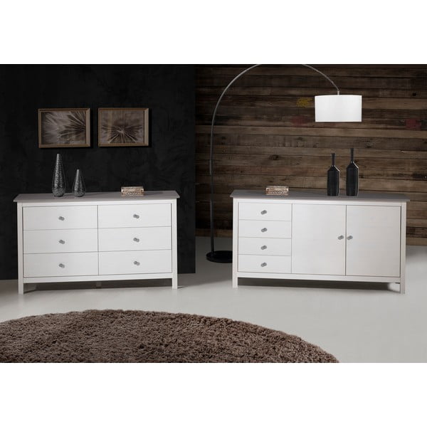 Bílá nízká komoda z borovicového dřeva 130x80 cm Berna – Marckeric-image-4