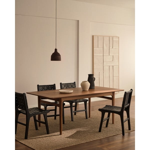 Černé závěsné svítidlo s dřevěným stínidlem ø 15 cm Amire – Kave Home-image-1