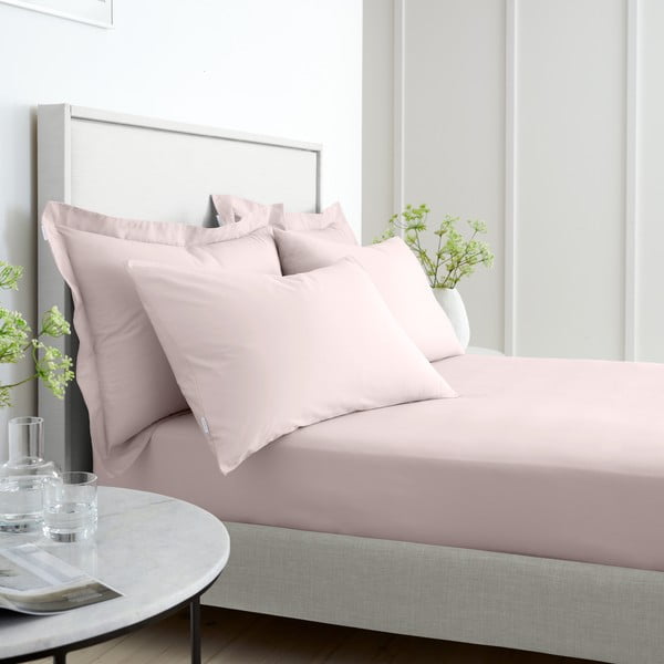 Růžové napínací prostěradlo z bavlněného perkálu 90x190 cm Cotton Percale – Bianca-image-2