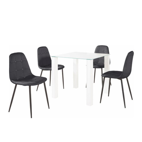Sada jídelního stolu a 4 černých židlí Støraa Dante, délka stolu 80 cm