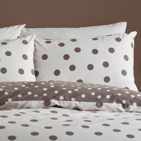 Bílé/tmavě hnědé povlečení na dvoulůžko 200x200 cm Polka Dot – Catherine Lansfield-image-2