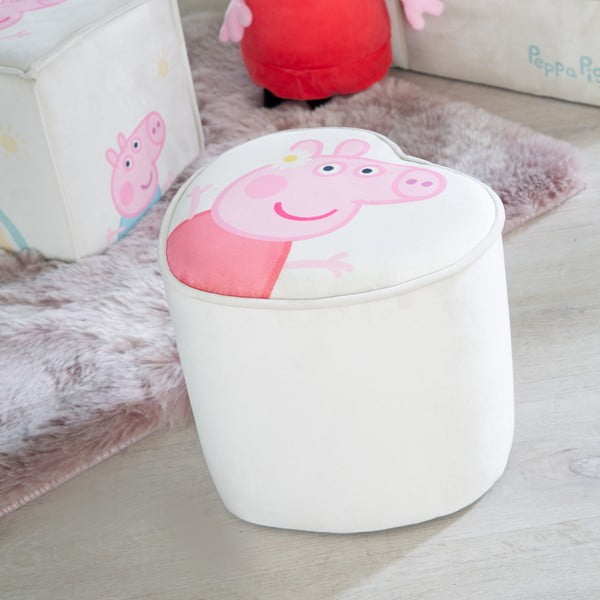 Bílý sametový dětský puf Peppa Pig – Roba-image-4