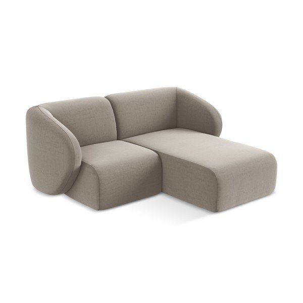 Světle hnědá sametová rohová pohovka (pravý roh/s lenoškou) Lani – Makamii-image-2