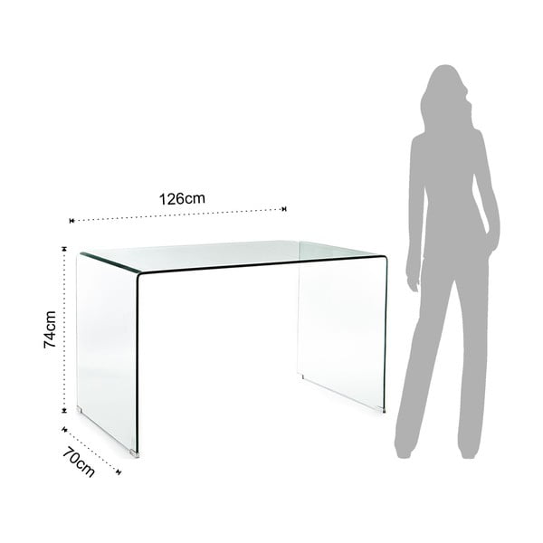 Skleněný pracovní stůl 70x126 cm Bend – Tomasucci-image-4