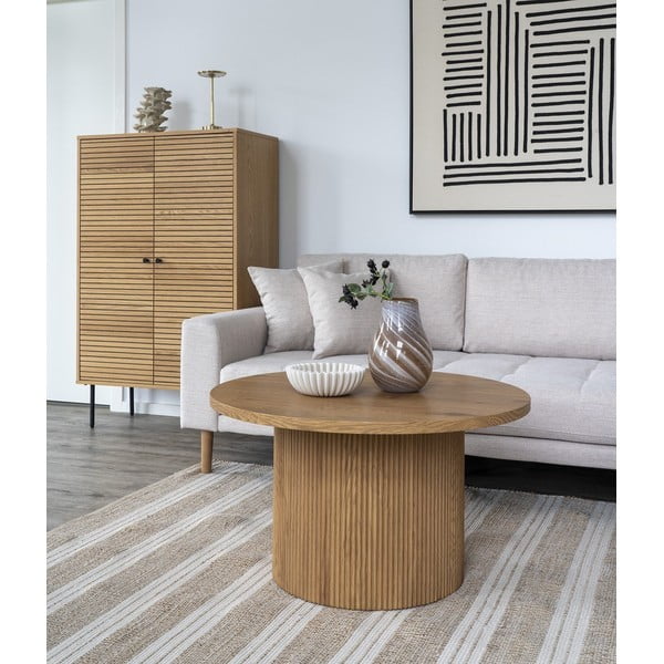 Kulatý konferenční stolek v dekoru topolu v přírodní barvě ø 80 cm Boavista – House Nordic-image-1