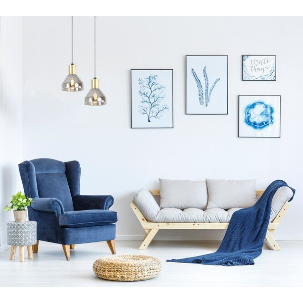 Závěsné svítidlo v levandulovo-zlaté barvě se skleněným stínidlem Gregory – Candellux Lighting-image-1