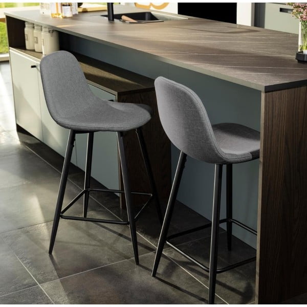 Světle šedé čalouněné barové židle v sadě 2 ks (výška sedáku 65 cm) Wilma – Actona-image-1