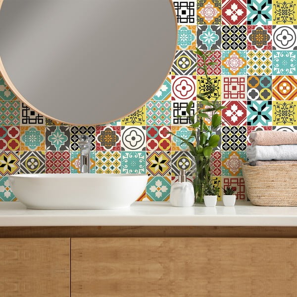 Sada 24 nástěnných samolepek Ambiance Montecito, 15 x 15 cm-image-3