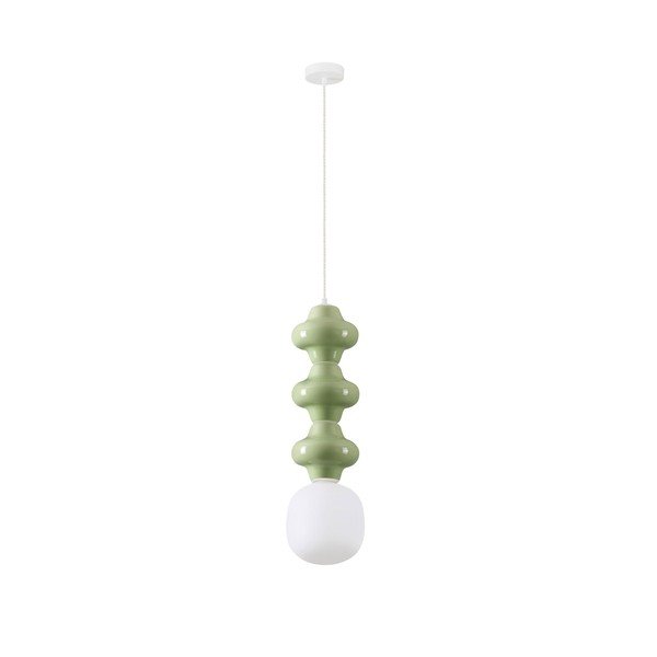 Bílé/světle zelené keramické závěsné svítidlo se skleněným stínidlem ø 18 cm Clio – Nova Luce