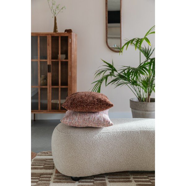 Béžová polstrovaná lavice z textilie bouclé Noxx – White Label-image-1