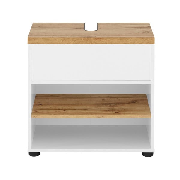 Bílá skříňka pod umyvadlo v dekoru dubu 60x57 cm Thessa – Støraa