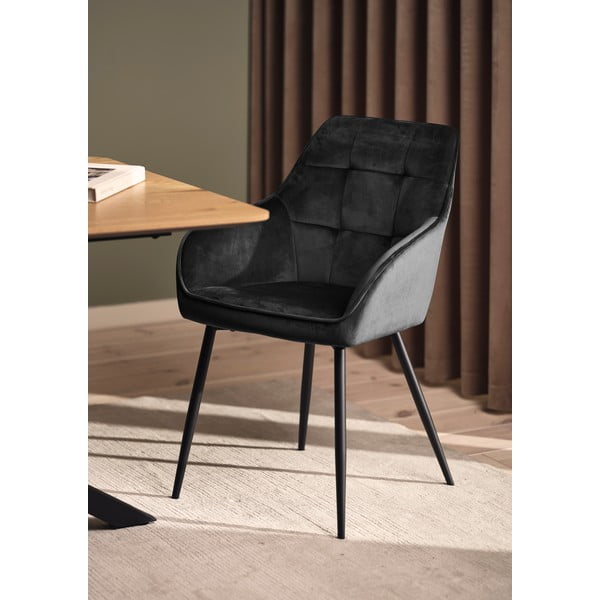 Šedá čalouněná jídelní křesla v sadě 2 ks s područkami Nolan Square – Unique Furniture-image-1