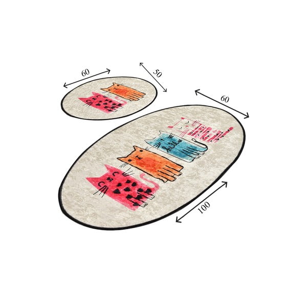 Světle hnědé koupelnové předložky v sadě 2 ks 60x100 cm Baby Cats – Foutastic-image-3