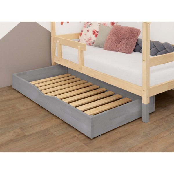 Šedý dřevěný šuplík pod postel s roštem Benlemi Buddy, 120 x 180 cm-image-1
