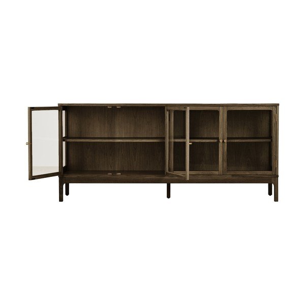 Tmavě hnědá vitrína v dekoru dubu 180x80x40 cm Zamora – House Nordic-image-4