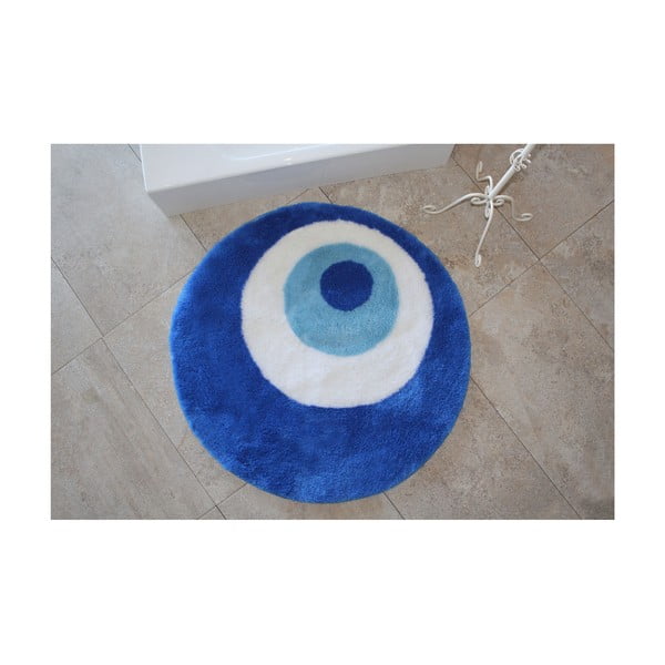 Kulatá modrá koupelnová předložka Eye