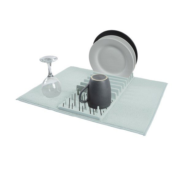 Světle modrá plastová odkapávací podložka na nádobí 50x38 cm – Homéa-image-1