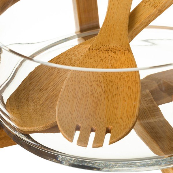 Set skleněné misky a 2 bambusových příborů Unimasa-image-1