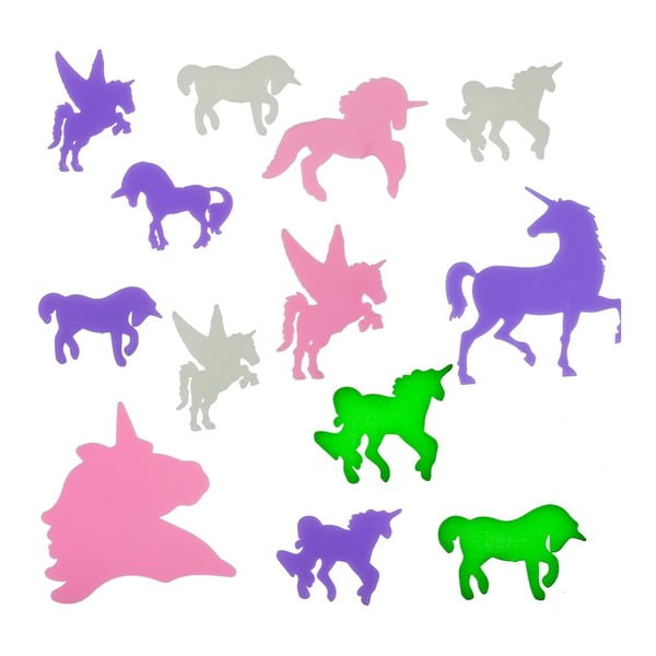 Sada 14 fluorescentních samolepek InnovaGoods Unicorns