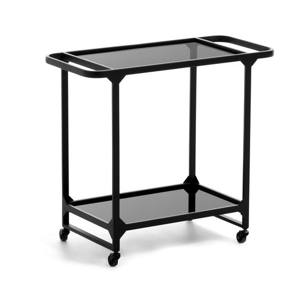 Černý kovový pojízdný vozík Kave Home Duilia
