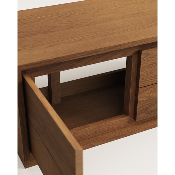 Tmavě hnědá závěsná skříňka pod umyvadlo z teakového dřeva 90x40 cm Kenta – Kave Home-image-4