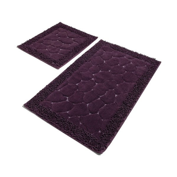 Sada 2 tmavě fialových bavlněných koupelnových předložek Confetti Bathmats Stone Purple