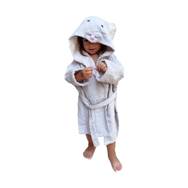 Bílo-šedý bavlněný dětský župan velikost M Mouse - Rocket Baby