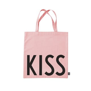 Růžová plátěná taška Design Letters Kiss