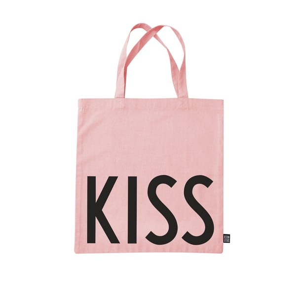 Růžová plátěná taška Design Letters Kiss