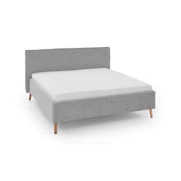 Světle šedá čalouněná dvoulůžková postel s úložným prostorem s roštem 160x200 cm Riva – Meise Möbel