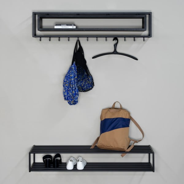 Černý kovový závěsný botník 118x20,5x30,5 cm School – Spinder Design-image-1