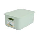 Světle zelený plastový úložný box s víkem 35,5x25,5x16 cm – Homéa