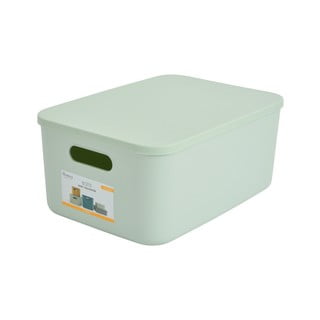 Světle zelený plastový úložný box s víkem 35,5x25,5x16 cm – Homéa