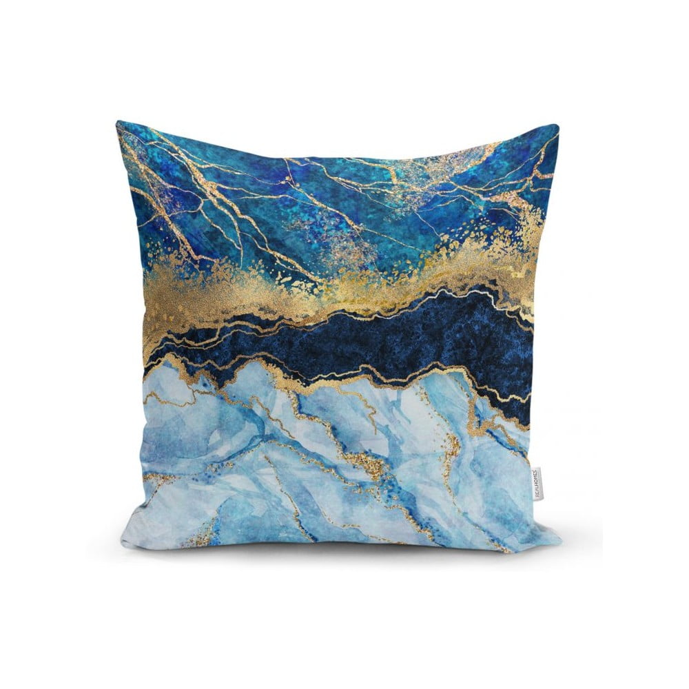 Povlak na polštář Minimalist Cushion Covers Marble With Blue, 45 x 45 cm