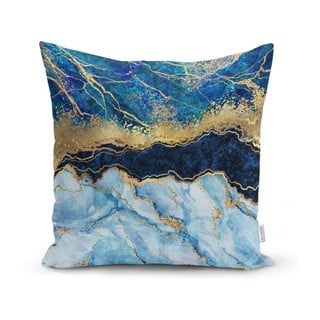 Povlak na polštář Minimalist Cushion Covers Marble With Blue, 45 x 45 cm