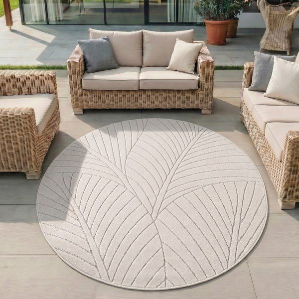 Krémový kulatý vnitřní a venkovní koberec ø 160 cm Nova 1203 – Ayyildiz Carpets-image-1