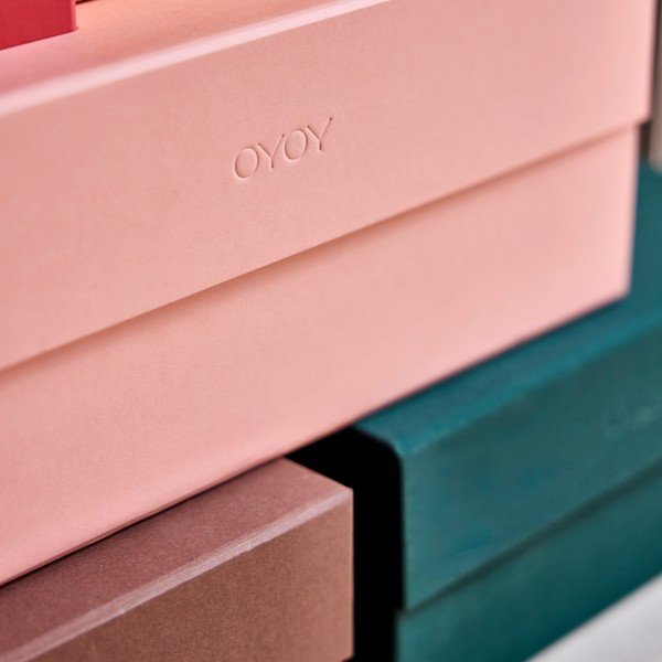 Světle růžový kartonový úložný box s víkem 33x25x15 cm Hako – OYOY Living Design-image-3