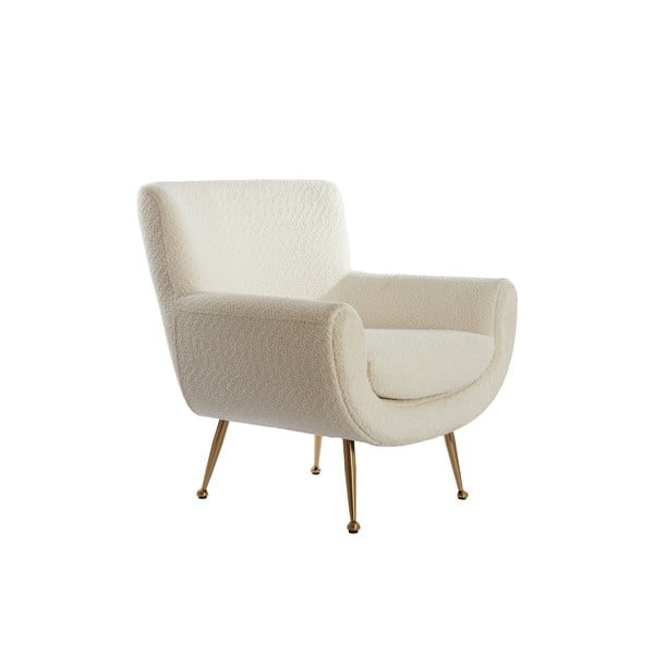 Krémové křeslo z textilie bouclé Vinstra – Light & Living