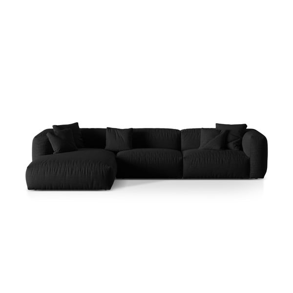 Černá modulární rohová pohovka (levý roh) Martina – Micadoni Home