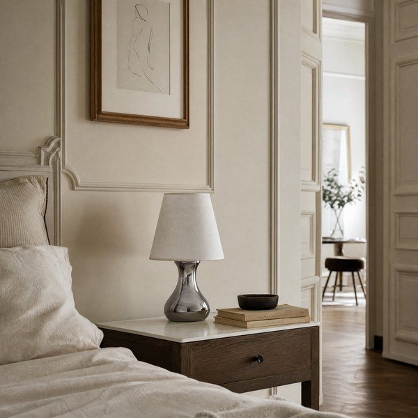 Krémová/ve stříbrné barvě kovová stolní lampa s textilním stínidlem (výška 36 cm) Nell – Premier Housewares-image-2