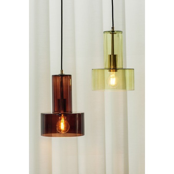 Hnědé stmívatelné závěsné svítidlo se skleněným stínidlem ø 20 cm Ripple – Hübsch-image-1