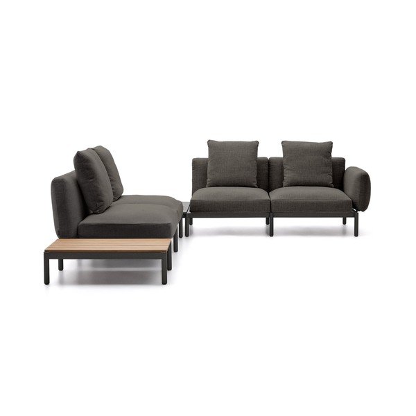 Tmavě šedá čalouněná zahradní pohovka (do L) Sorells – Kave Home-image-1
