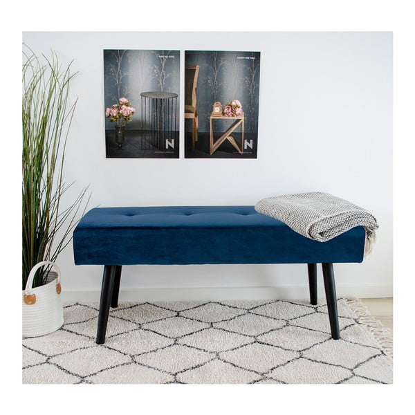 Modrá sametová lavice Bonami Essentials Skiby-image-1