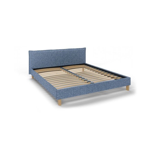 Modrá čalouněná dvoulůžková postel s roštem 160x200 cm Tina – Ropez