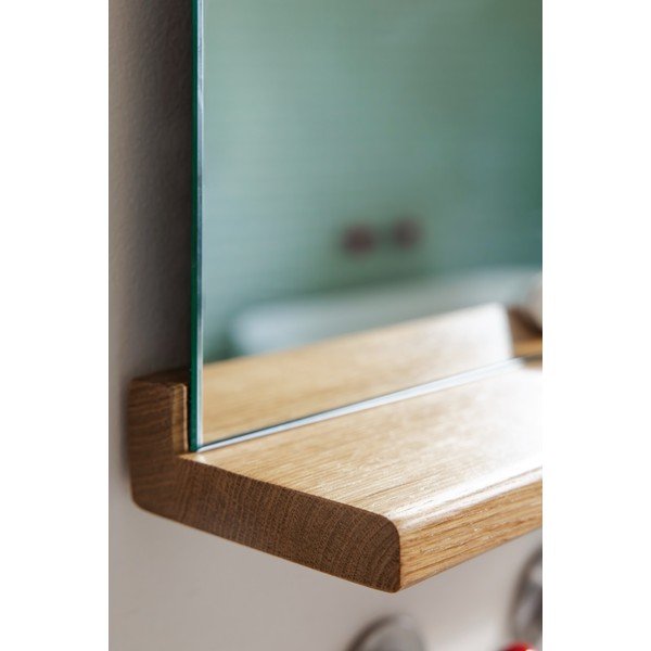 Nástěnné zrcadlo s poličkou  s dřevěným rámem 50x75 cm Lun – noo.ma-image-4