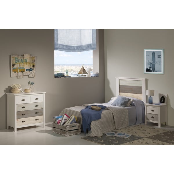 Bílo-šedá komoda se 4 šuplíky Marckeric Romantica, 79 x 80 cm-image-1